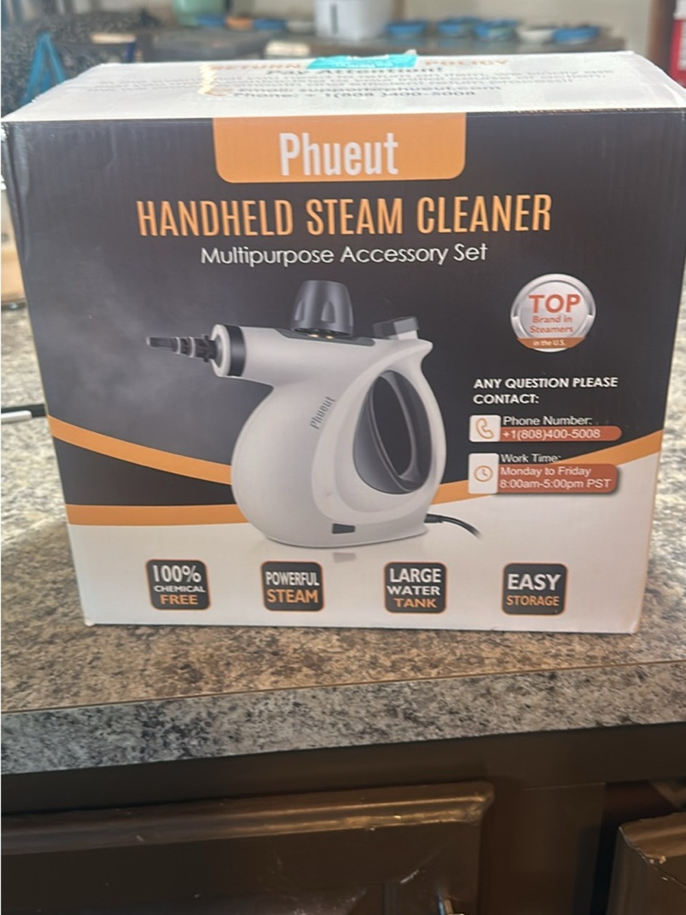 Phueut Handheld Steam Cleaner - White and Black